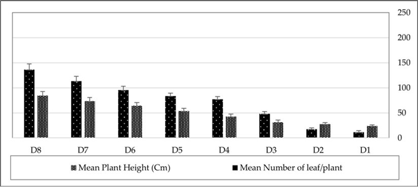 Pepper plant height and number of leaves per plant during November 2023 – March 2024 period.