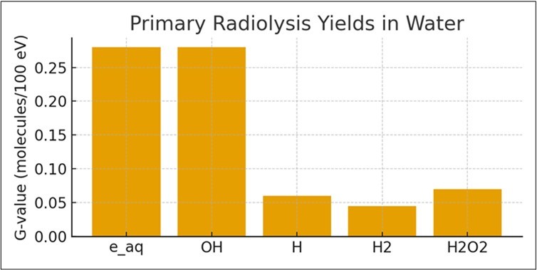 Radiolysis yields in water